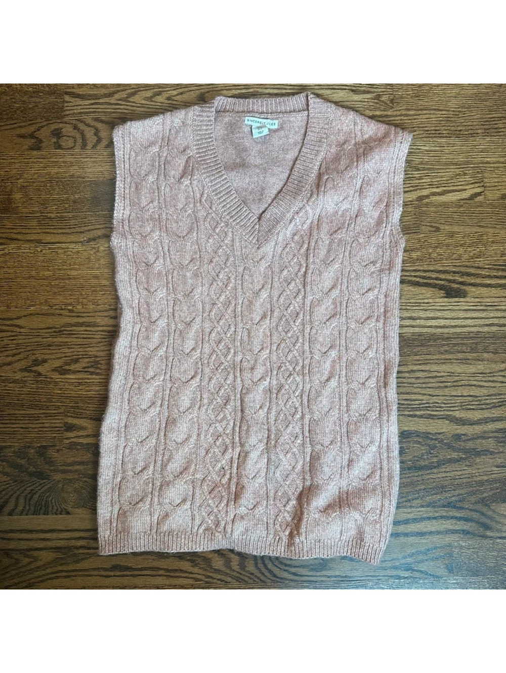 Sincerely Jules Blush Rose Cable Knit Sweater Vest